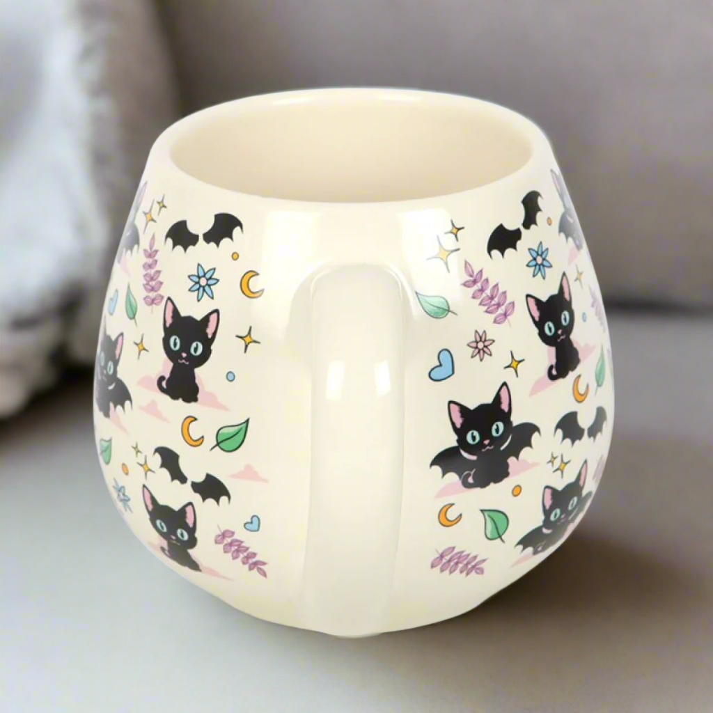 Cute and Creepy Cat Print Rounded Mug