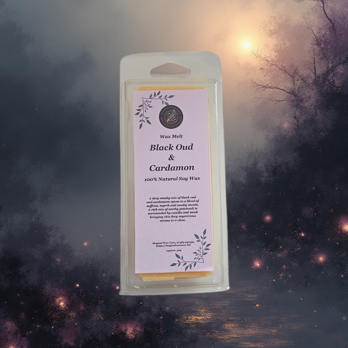 "Black Oud & Cardamon" Handmade Wax Melt Snap Bar