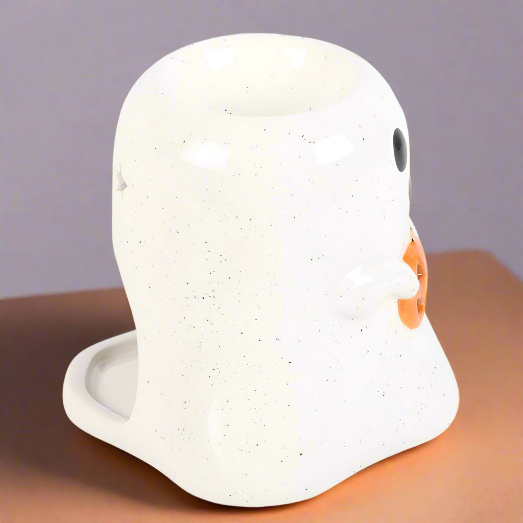 Ghost Shaped Oil Burner and Wax Warmer with Pumpkin