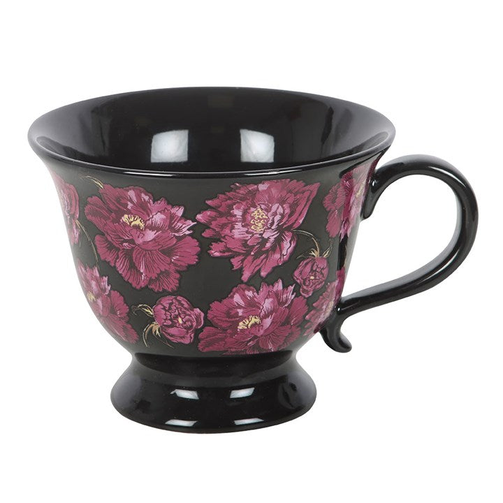 Dark Romance Floral Print Teacup