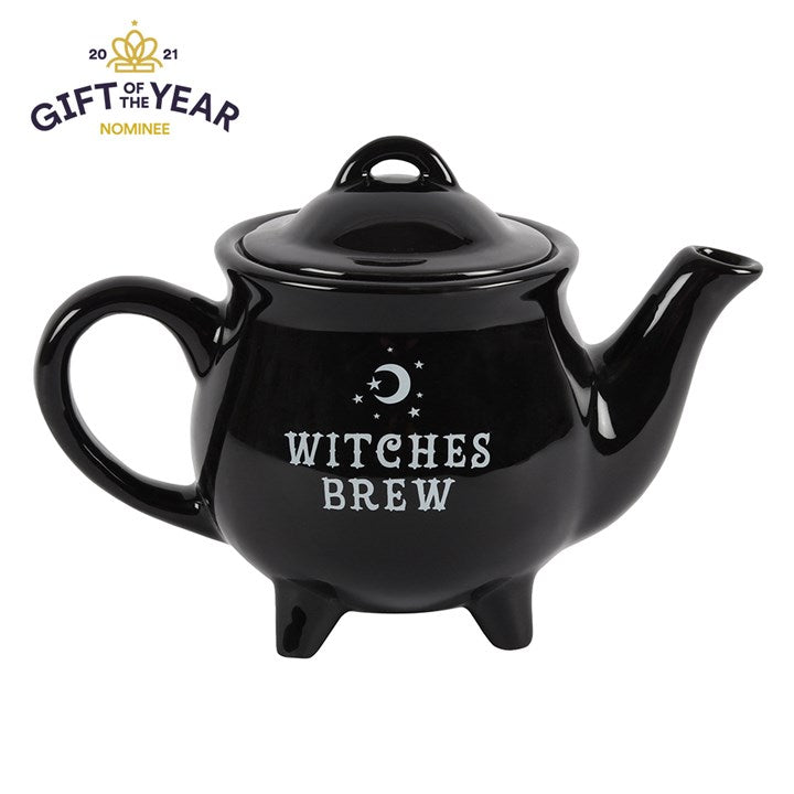 Witches Brew Black Ceramic Teapot - Gothic Halloween Tea Pot