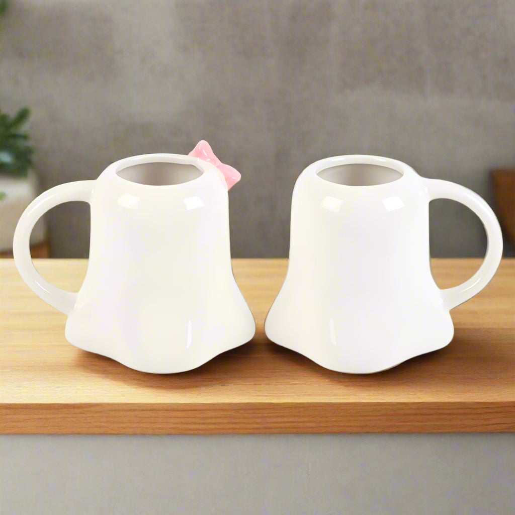 Mr and Mrs Boo Ghost Shaped Mug Set