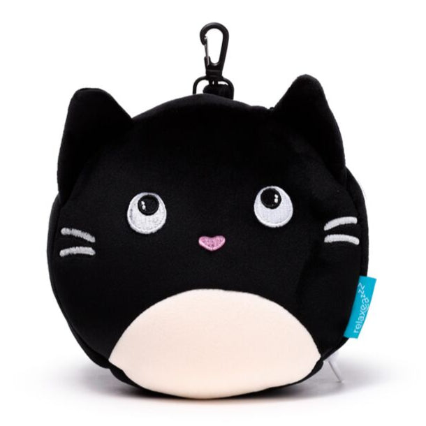 Feline Fine Black Cat Travel Pillow & Eye Mask - Relaxeazzz