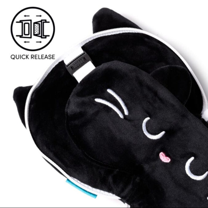 Feline Fine Black Cat Travel Pillow & Eye Mask - Relaxeazzz