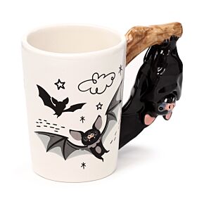 Bat Handle Ceramic Mug - Gothic Halloween Coffee Cup 400ml