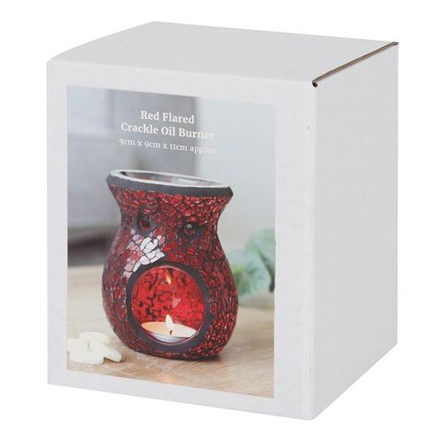 Small Red Crackle Glass Oil Burner & Wax Warmer