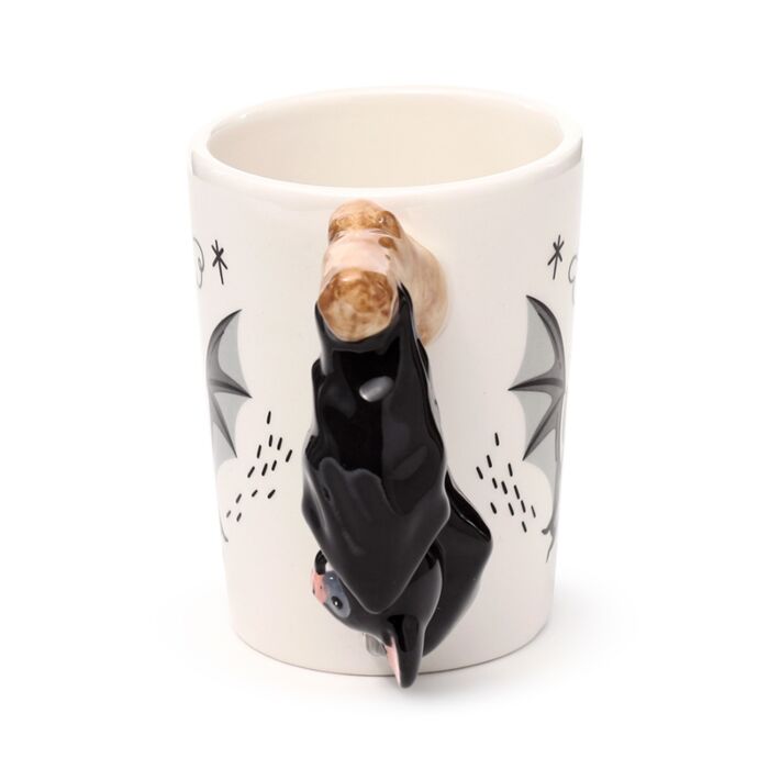 Bat Handle Ceramic Mug - Gothic Halloween Coffee Cup 400ml