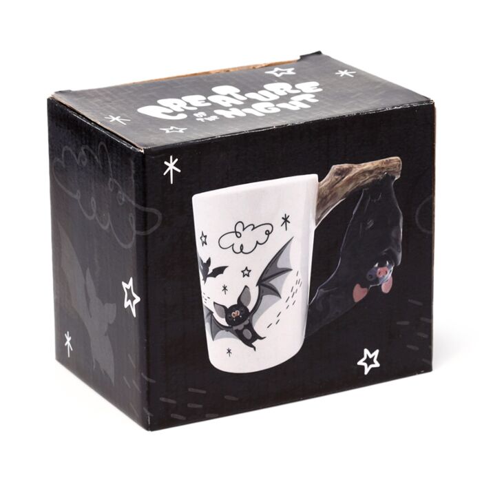 Bat Handle Ceramic Mug - Gothic Halloween Coffee Cup 400ml