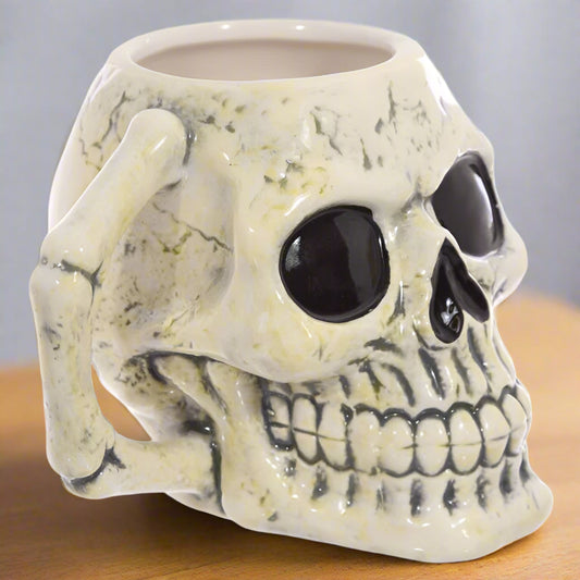 Ancient Skull Shaped Ceramic Mug - Skull & Roses Collection