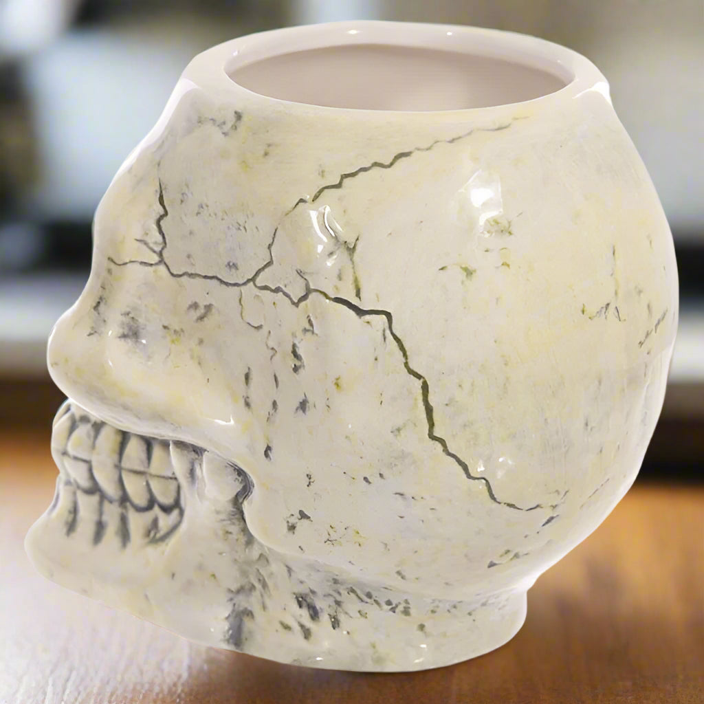 Ancient Skull Shaped Ceramic Mug - Skull & Roses Collection