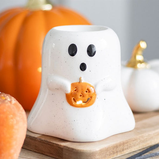 Ghost Shaped Oil Burner and Wax Warmer with Pumpkin