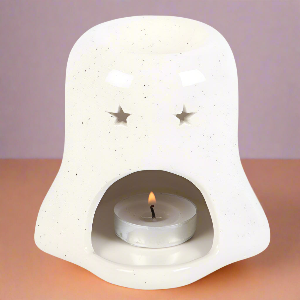 Ghost Shaped Oil Burner and Wax Warmer with Pumpkin