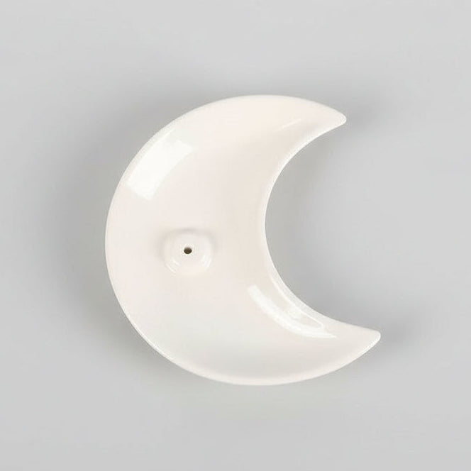 White Crescent Moon Incense Stick Holder