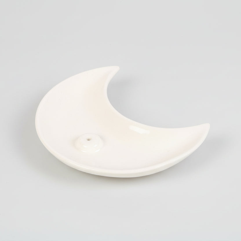 White Crescent Moon Incense Stick Holder