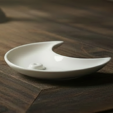 White Crescent Moon Incense Stick Holder