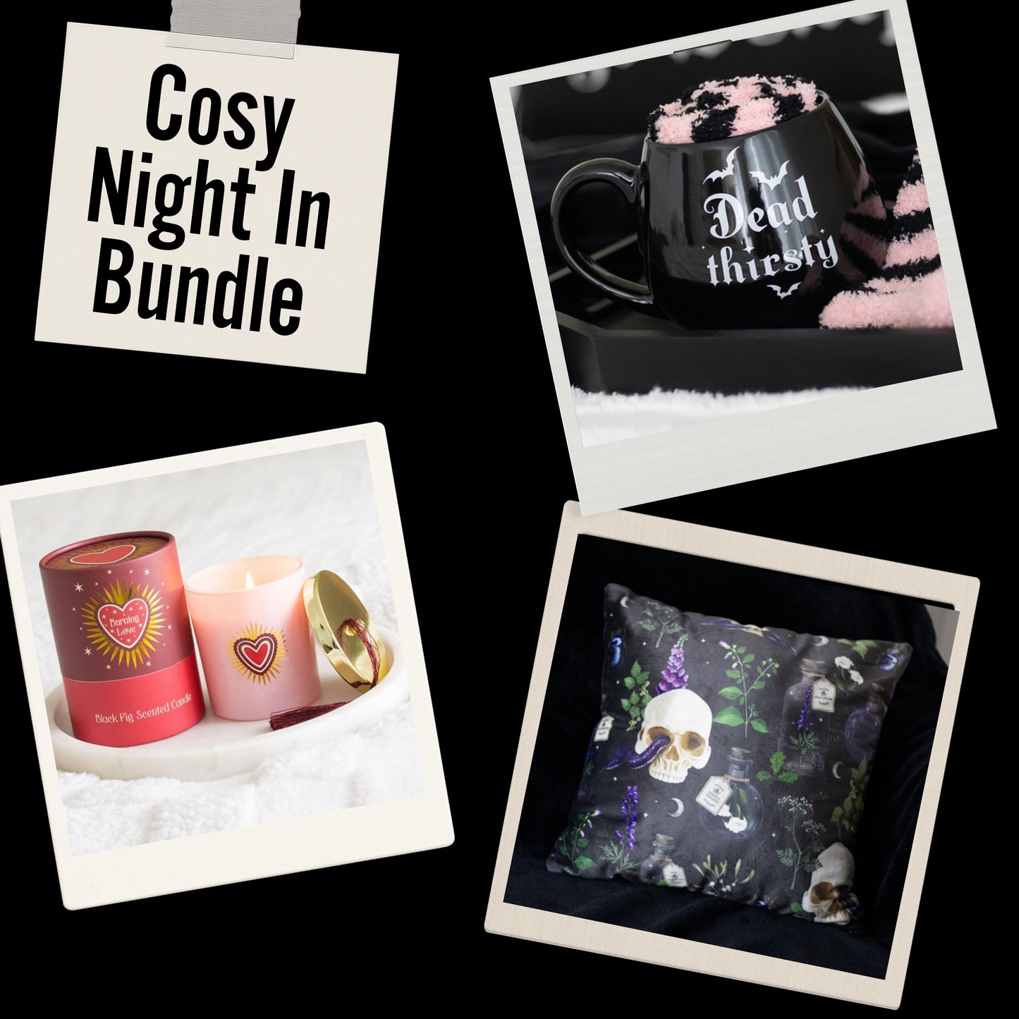 Cosy Night In Bundle - Mug, Socks, Cushion & Candle