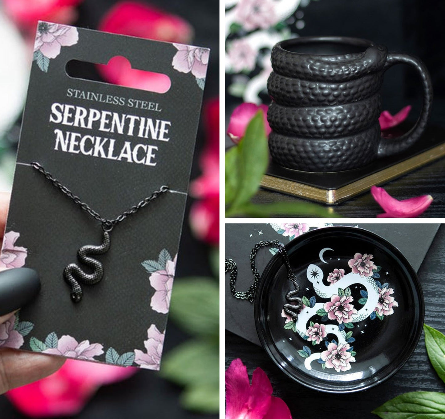 Serpent Gothic Gift Set - Mug, Necklace & Trinket Dish